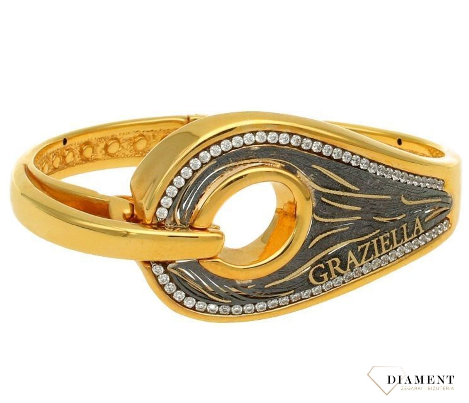 Złota bransoletka 585 sztywna z cyrkoniami Graziella . Bransoletka złota w Sklepie z Biżuterią zegarki-diament.pl✓Piękna i Elegancka Bransoletka dla Kobiet✓Biżuteria damska idealna na prezent dla każdej kobiety .jpg