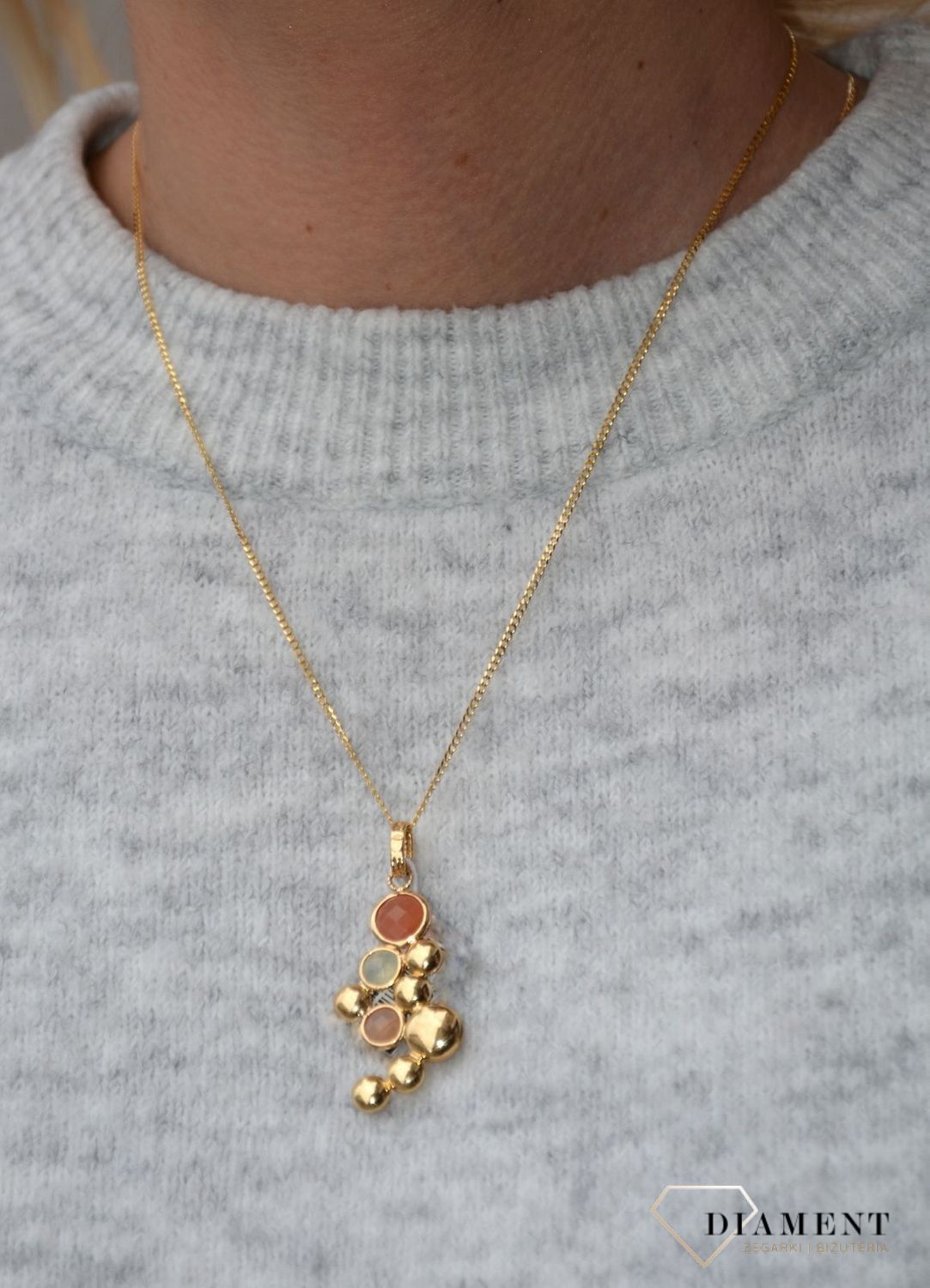 Zawieszka złota kamienie naturalne. Zawieszka złota w Sklepie z Biżuterią zegarki-diament.pl✓Piękna i Elegancka Zawoeszka dla Kobiet✓Biżuteria damska idealna na prezent dla każdej kobiety (2).jpg