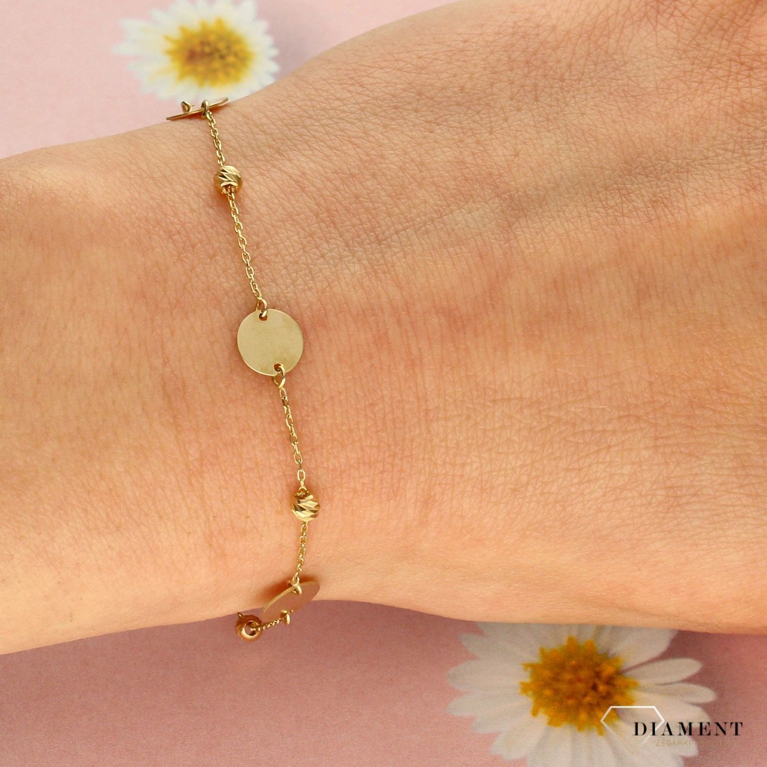 Złota bransoletka damska kółeczka 585 żółte złoto OPB000000-264 (2).jpg