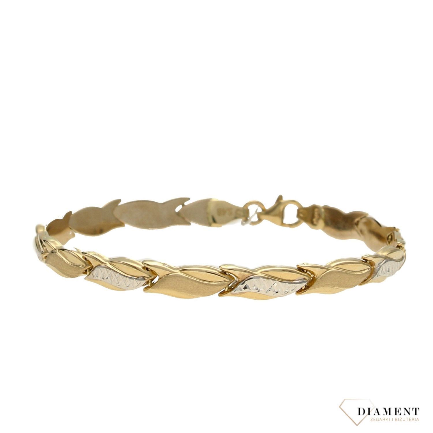 Złota bransoletka damska 585 białe i żółte złoto OPB000000-327 (2).jpg