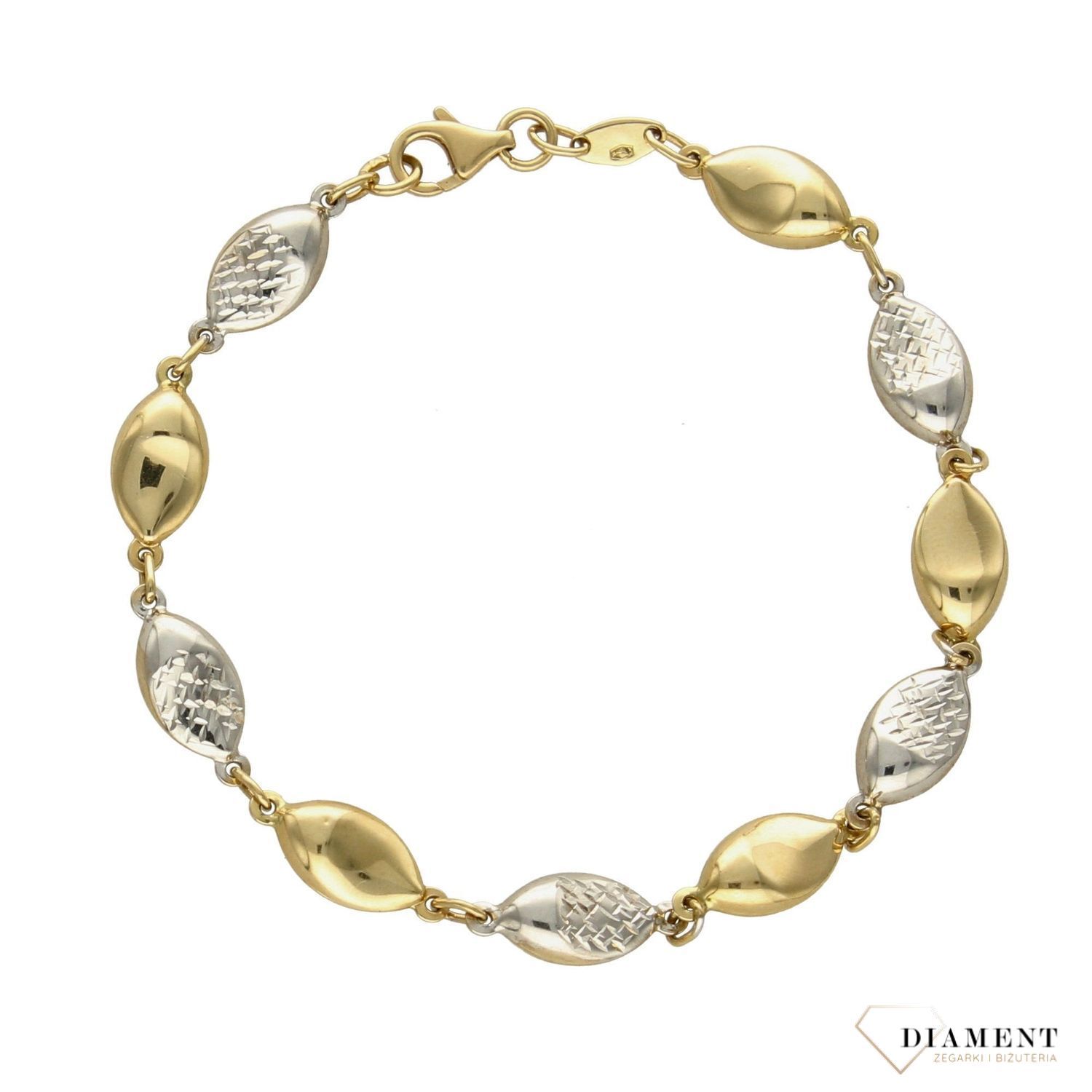 Bardzo efektowna i zdobna złota bransoletka w wydaniu dwóch kolorów. Bransoletka posiada zapięcie na karabińczyk. Idealna na prezent (1).jpg