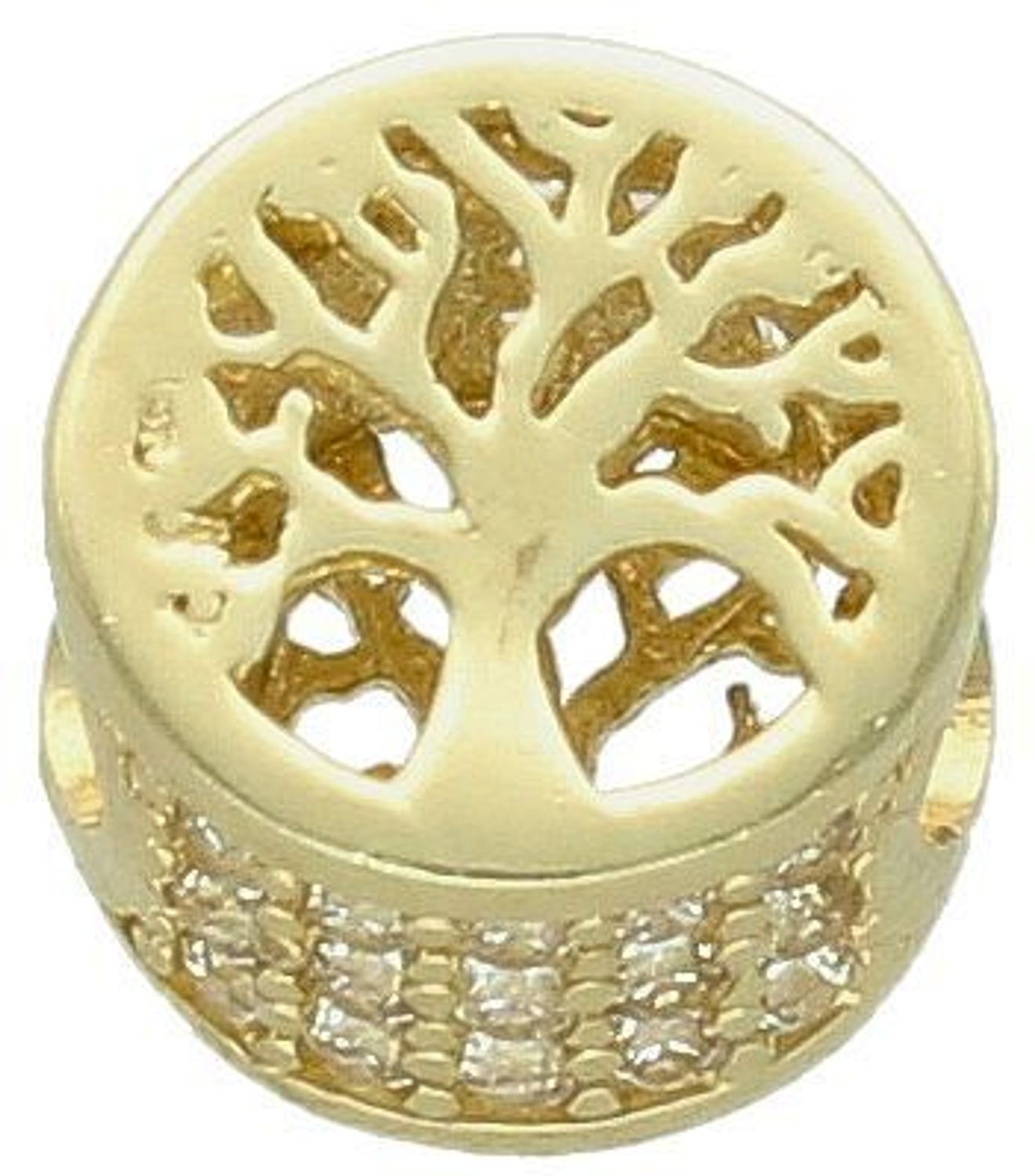 Złoty charms do bransoletki typu Pandora drzewko szczęścia pr 585, OPCH000000-260 Złoty charms do bransoletki typu Pandora drzewko szczęścia, ozdobiony białą cyrkonią. Modny charms do bransoletk1.jpg