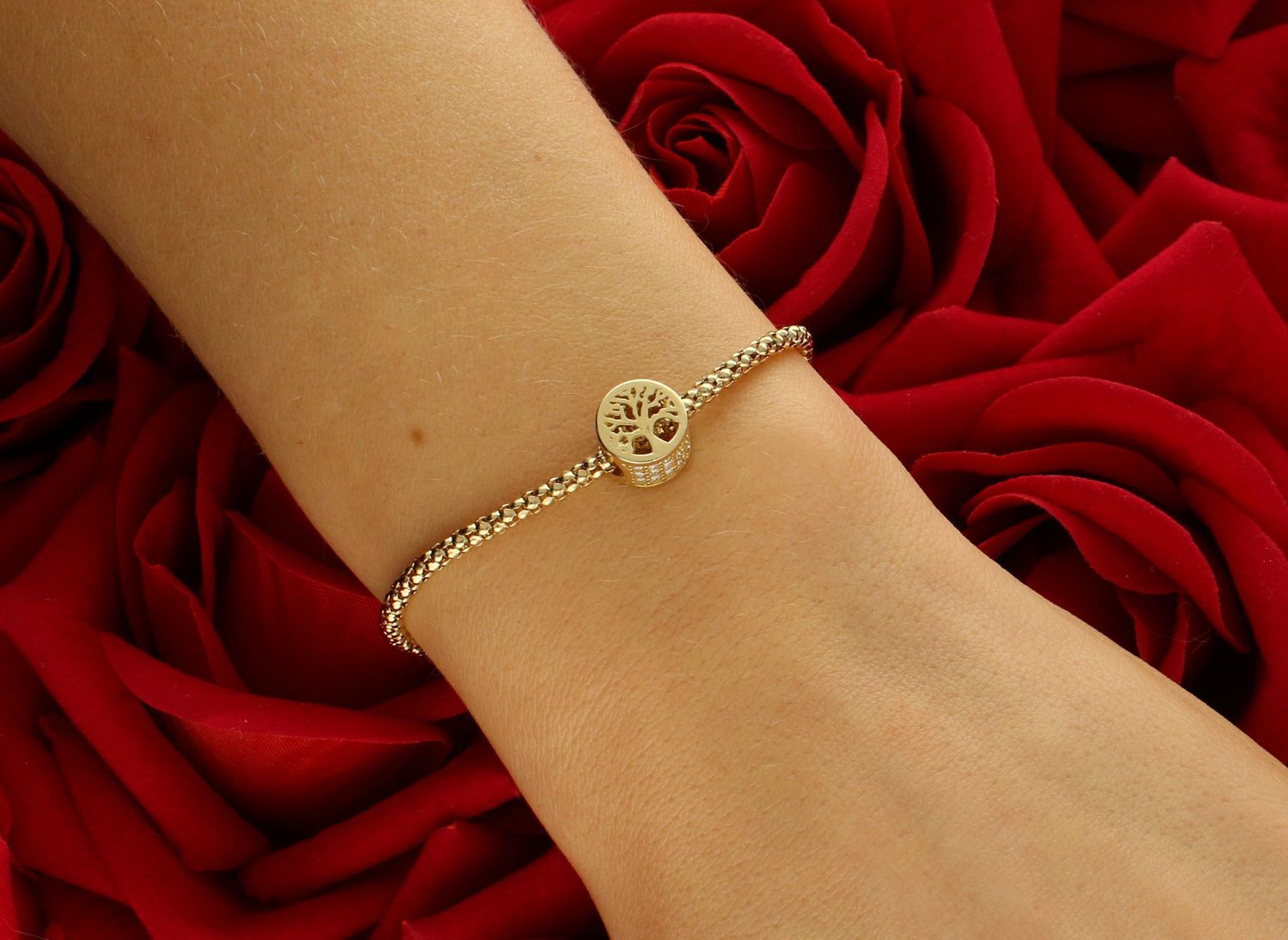 Złoty charms do bransoletki typu Pandora drzewko szczęścia pr 585, OPCH000000-260 Złoty charms do bransoletki typu Pandora drzewko szczęścia, ozdobiony białą cyrkonią. Modny charms do bransoletk1.jpg