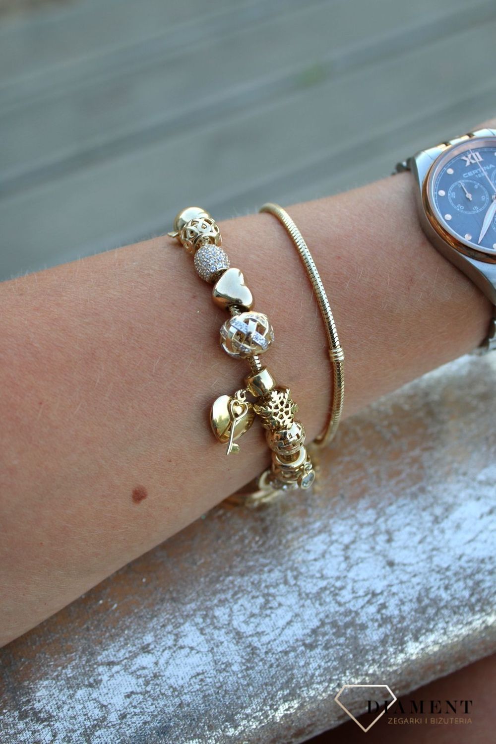 Złota zawieszka charms do bransoletki 585 nieskończoność OPCH000000-406.jpg