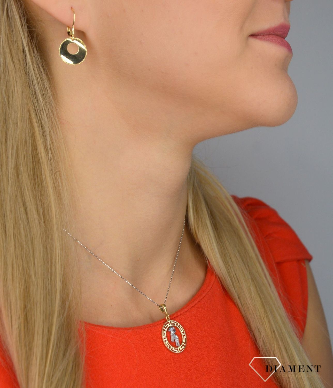 Złote kolczyki 585 koła z grawerowanymi brzegami OPK000000-261.jpg