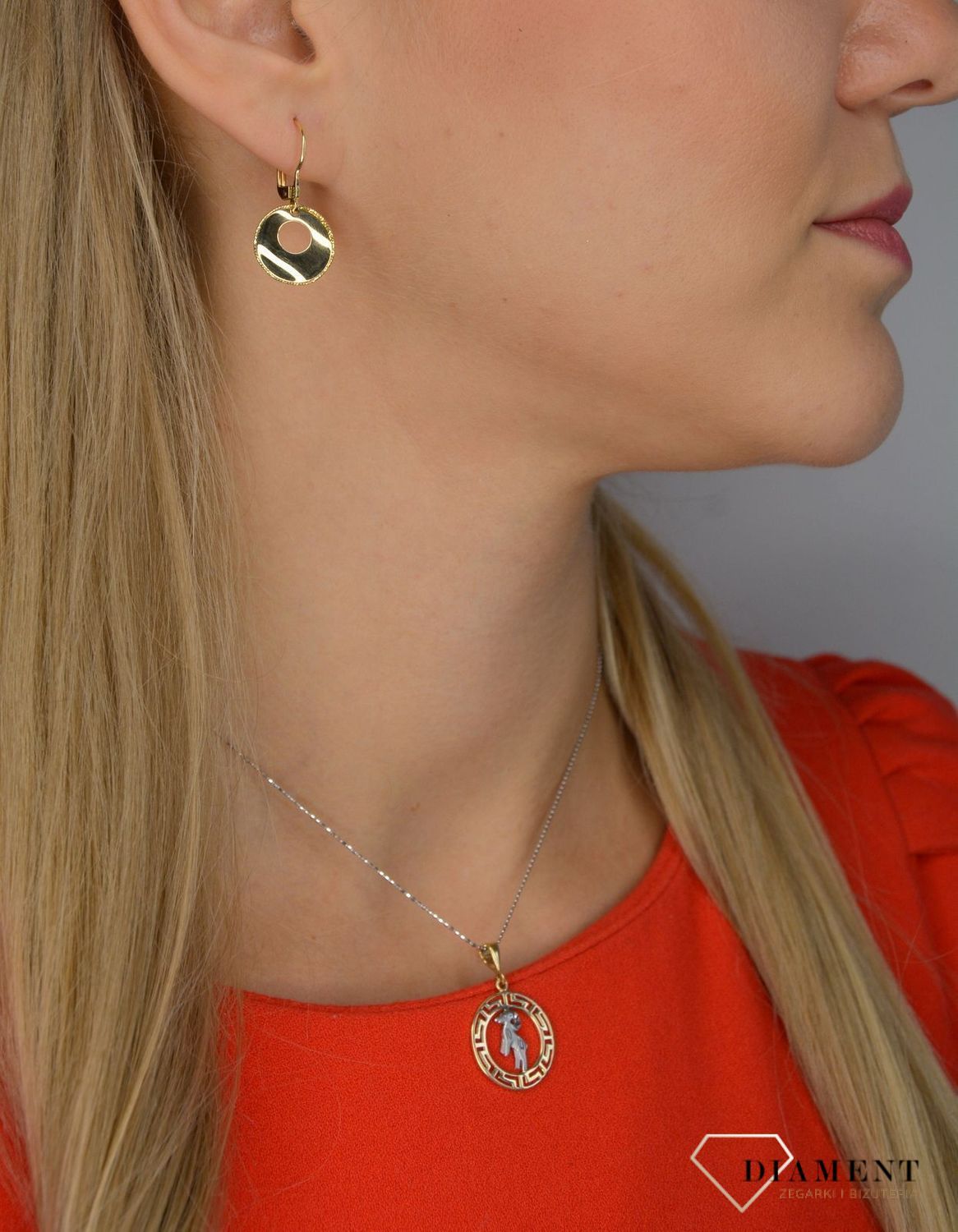 Złote kolczyki 585 koła z grawerowanymi brzegami OPK000000-261.jpg