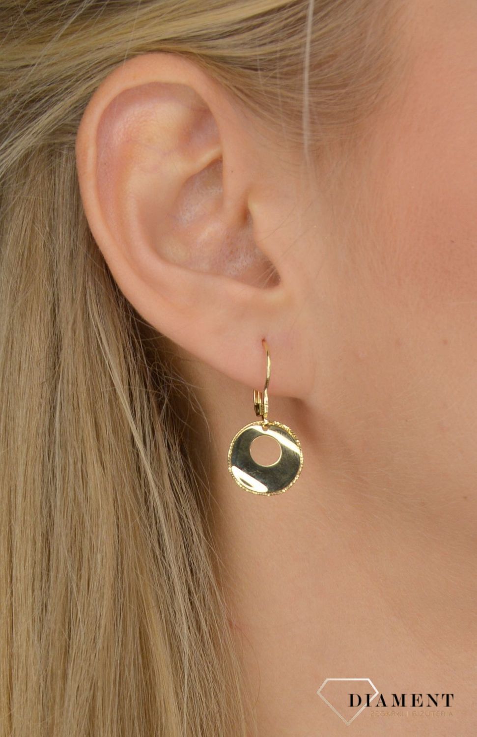 Złote kolczyki 585 koła z grawerowanymi brzegami OPK000000-261.jpg