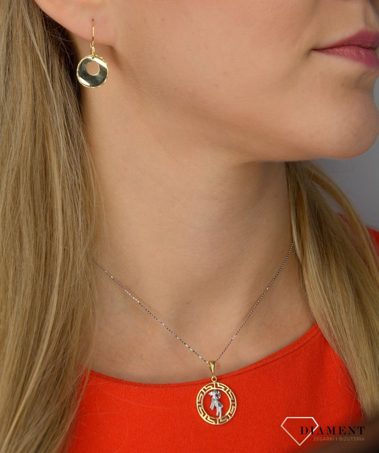 Złote kolczyki 585 koła z grawerowanymi brzegami OPK000000-261.jpg