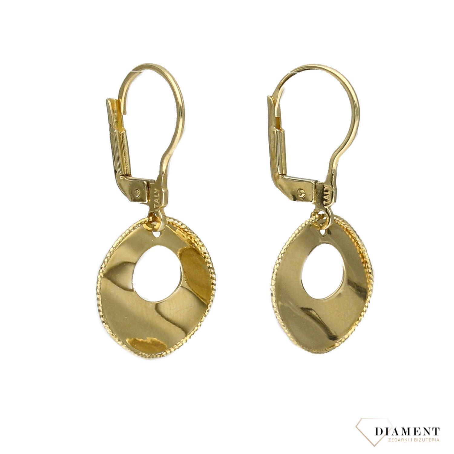 Złote kolczyki 585 koła z grawerowanymi brzegami OPK000000-261.jpg