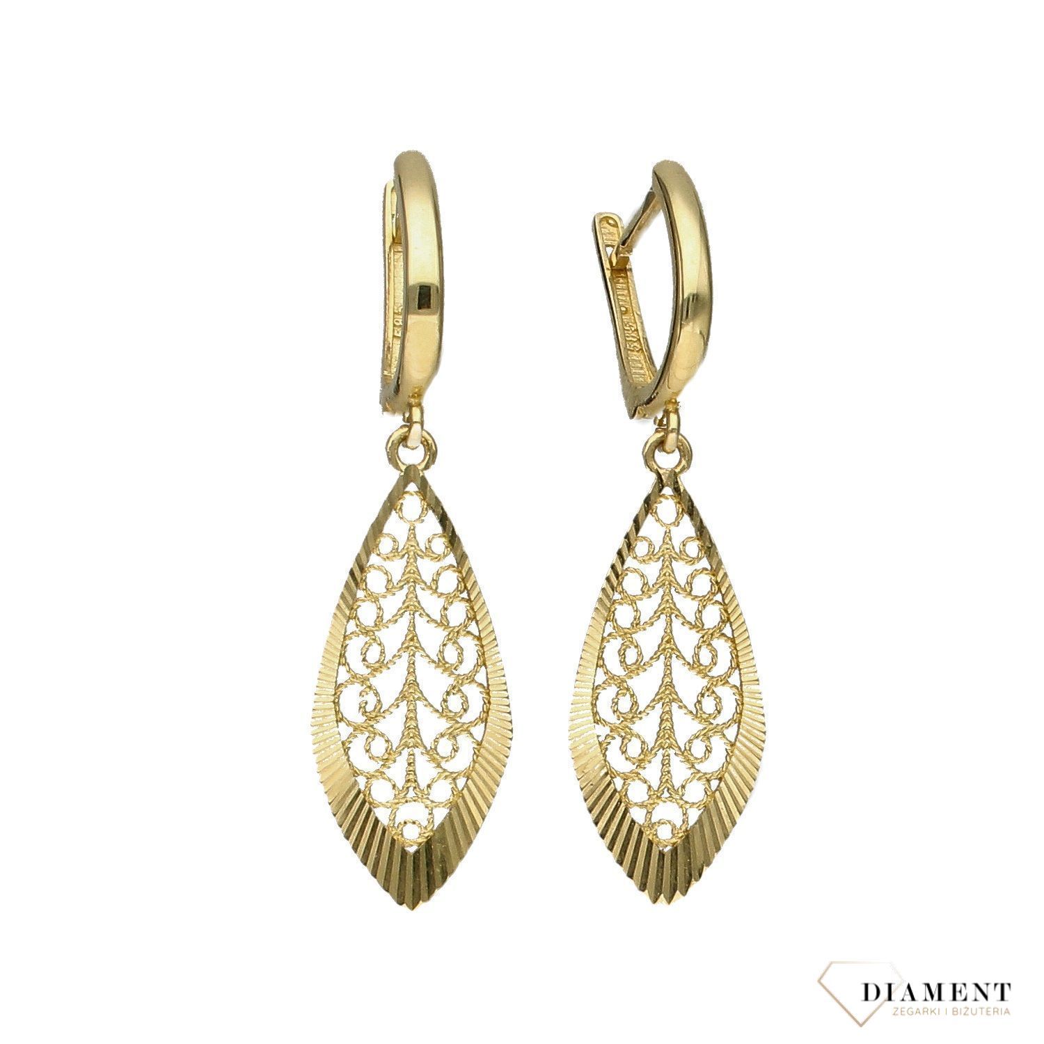 Złote kolczyki 585 ażurowe łezki OPK000000-287.jpg