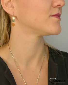 Złote kolczyki 585 potrójne okrągłe blaszki OPK000000-303 💎 Złota zawieszka na zapięcie angielskie, biżuteria apart, kolczyki złote apart (3).JPG