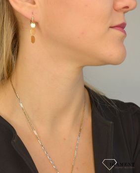 Złote kolczyki 585 potrójne okrągłe blaszki OPK000000-303 💎 Złota zawieszka na zapięcie angielskie, biżuteria apart, kolczyki złote apart (4).JPG