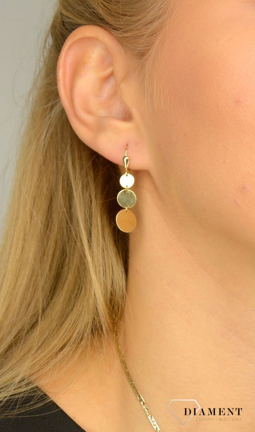 Złote kolczyki 585 potrójne okrągłe blaszki OPK000000-303.jpg