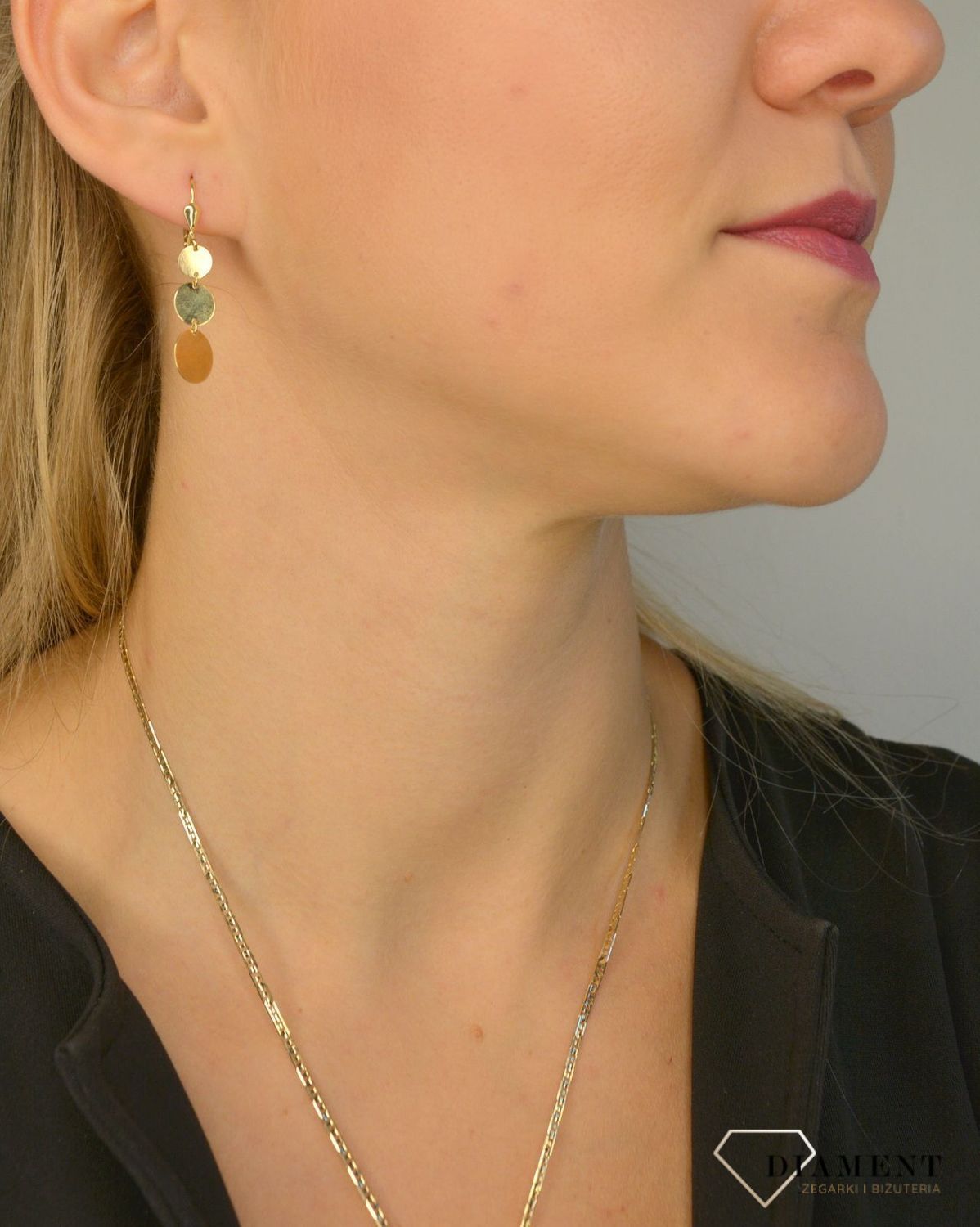 Złote kolczyki 585 potrójne okrągłe blaszki OPK000000-303.jpg