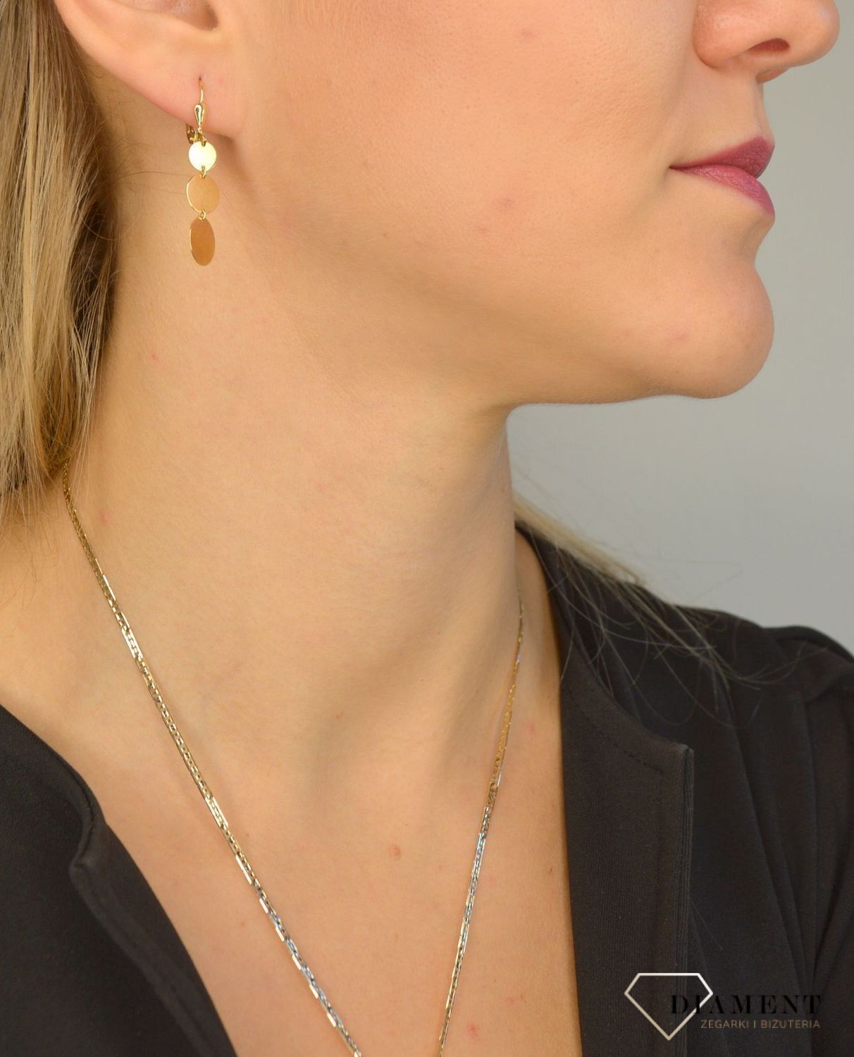 Złote kolczyki 585 potrójne okrągłe blaszki OPK000000-303.jpg