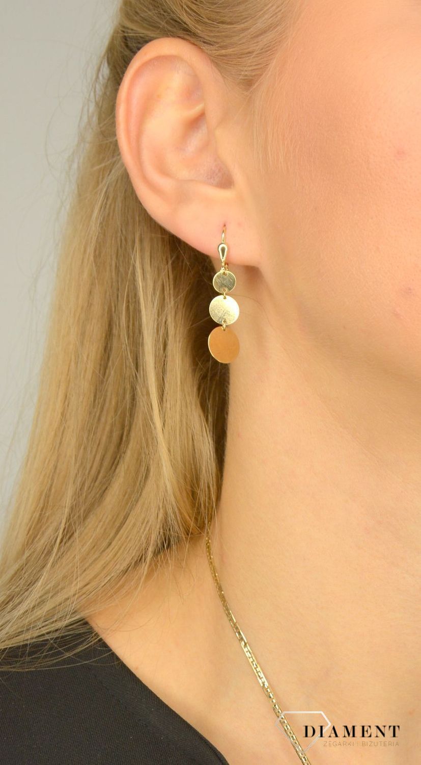 Złote kolczyki 585 potrójne okrągłe blaszki OPK000000-303.jpg