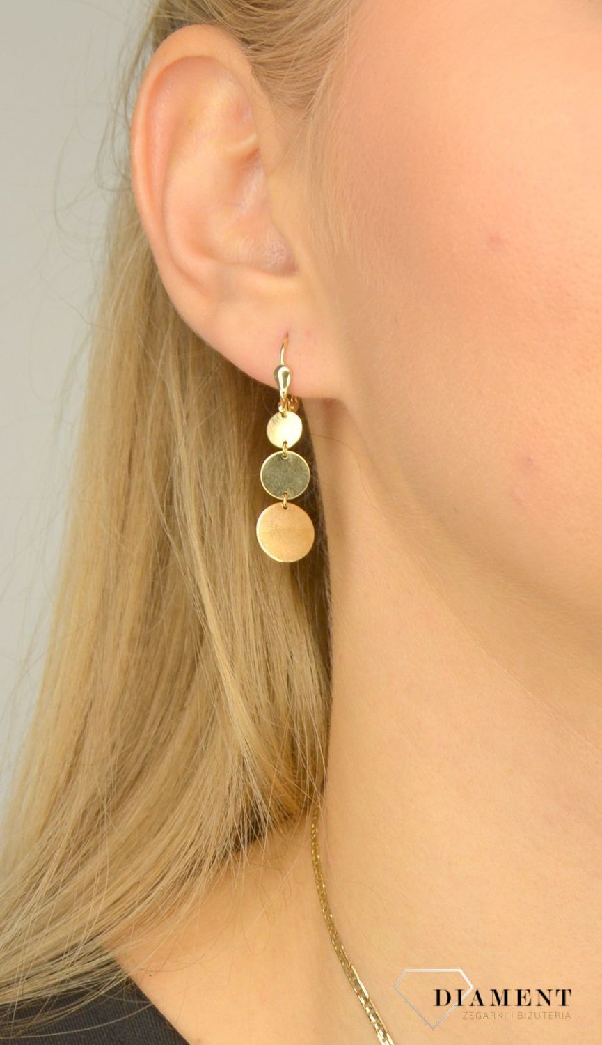 Złote kolczyki 585 potrójne okrągłe blaszki OPK000000-303.jpg