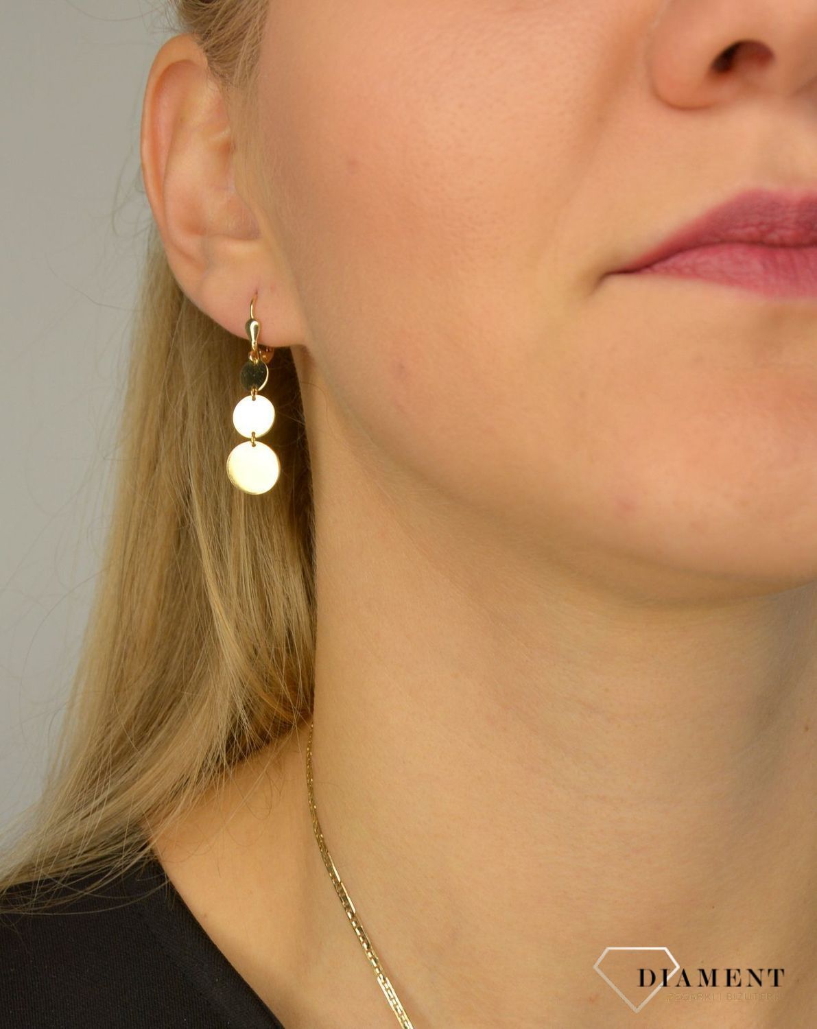 Złote kolczyki 585 potrójne okrągłe blaszki OPK000000-303.jpg