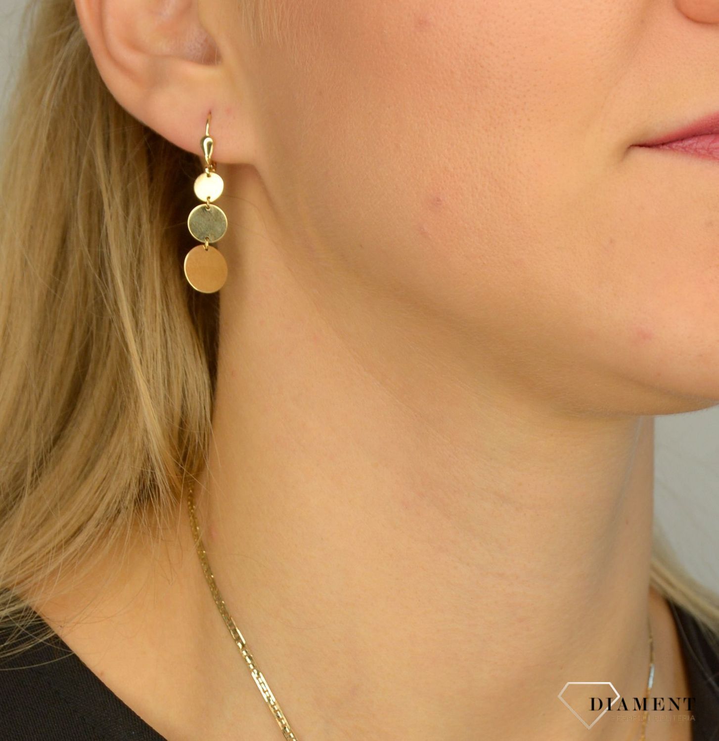 Złote kolczyki 585 potrójne okrągłe blaszki OPK000000-303.jpg