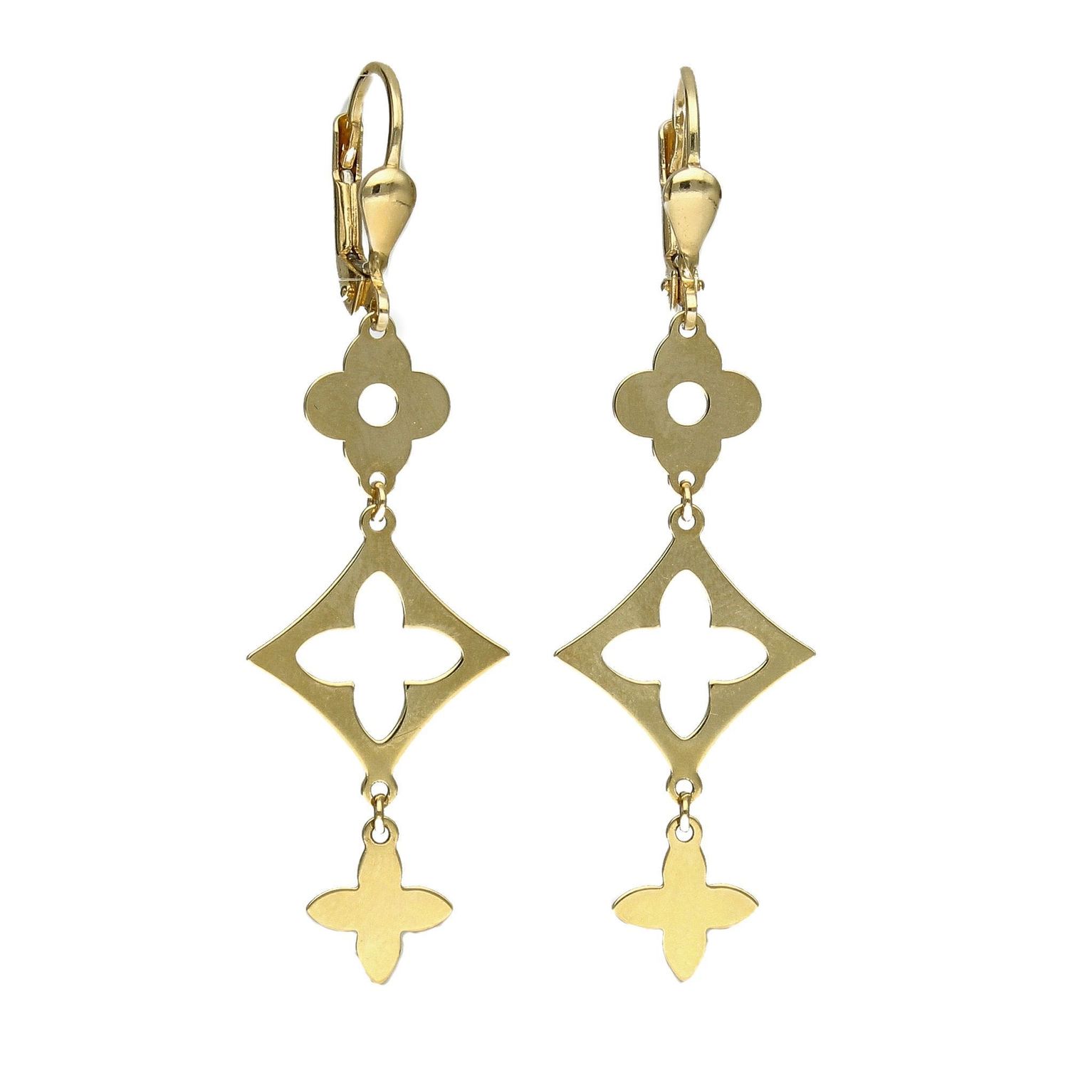 Złote kolczyki 585 wiszące potrójne kwiatki OPK000000-305.jpg