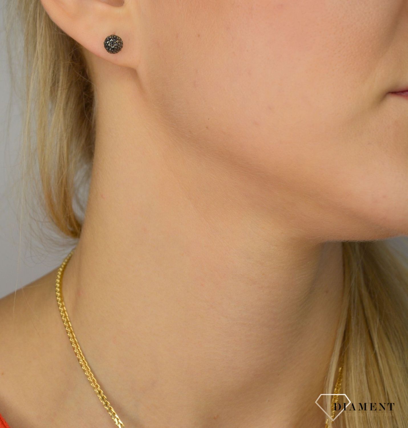 Złote kolczyki 585 kulki czarne cyrkonie OPK000000-313.jpg