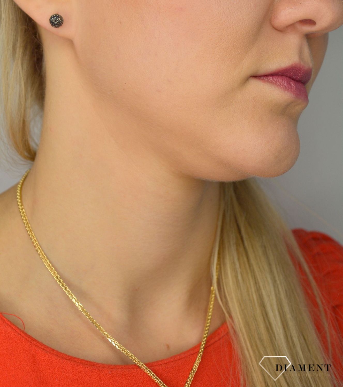 Złote kolczyki 585 kulki czarne cyrkonie OPK000000-313.jpg