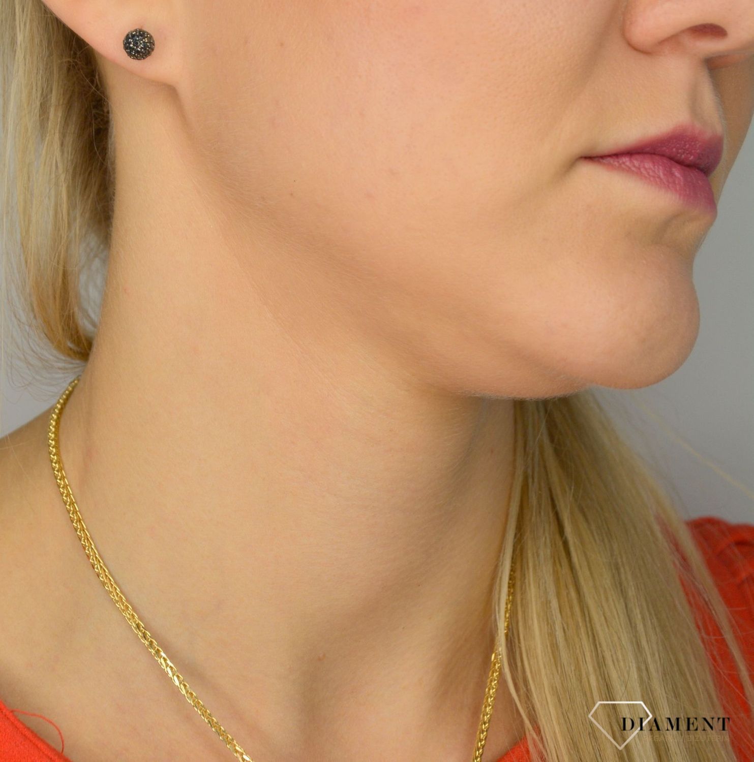 Złote kolczyki 585 kulki czarne cyrkonie OPK000000-313.jpg