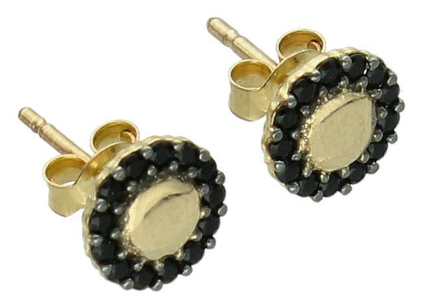 Kolczyki kółeczka płaskie z czarna cyrkonią pr 333, OPK000000-390 Eleganckie i nowoczesne złote kolczyki kółeczka z czarną cyrkonią to doskonały wybór dla kobiet ceniących minimalizm i subtelną1.jpg