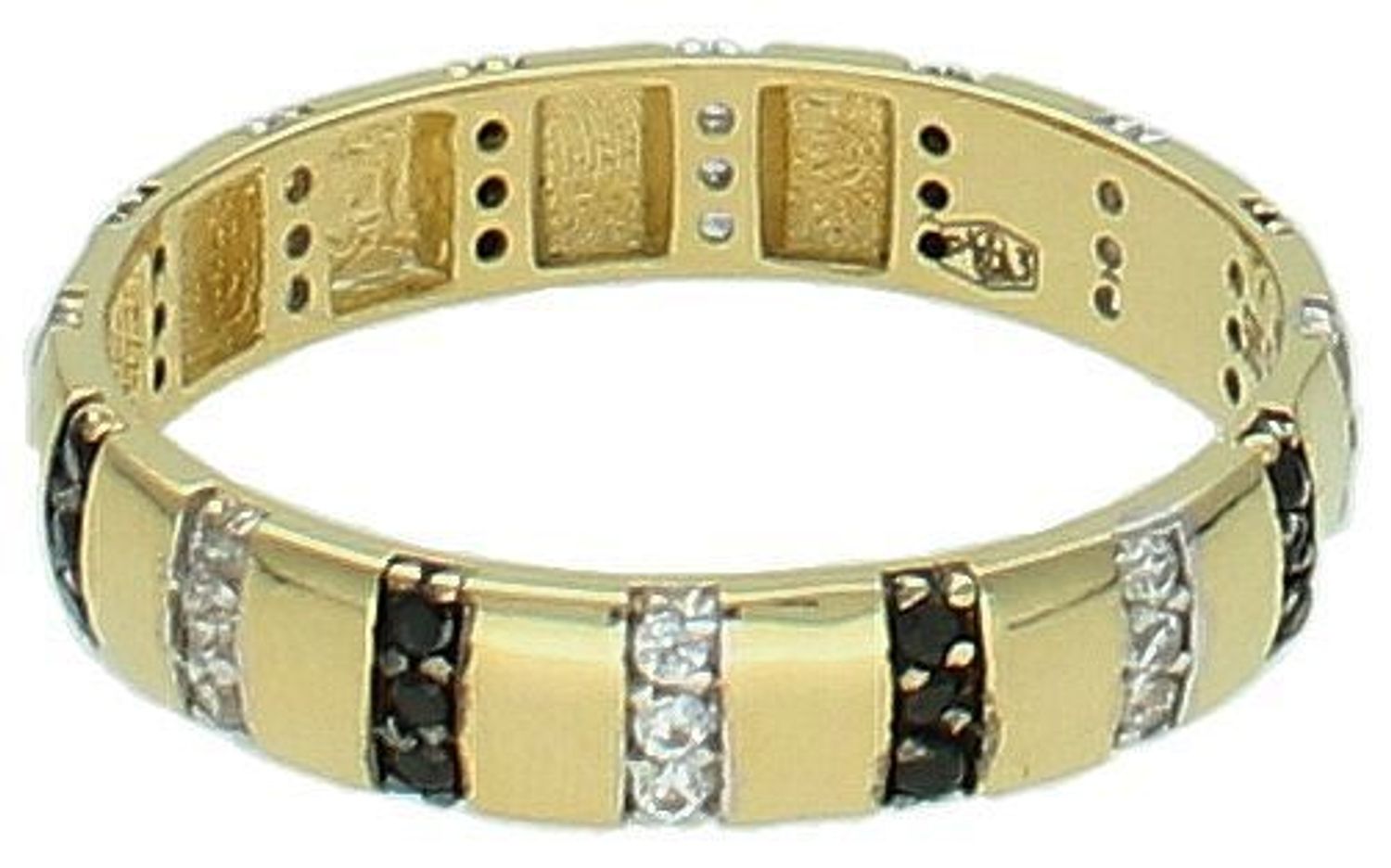 Pierścionek złoty cyrkonie próba 585, OPP000000-341  Pierścionek złoty ozdobiony białą cyrkonią. Pierścionek wykonany z zachowaniem dbałości o każdy szczegół i detal. Dodatek łączy w sobie symbolikę 1.jpg