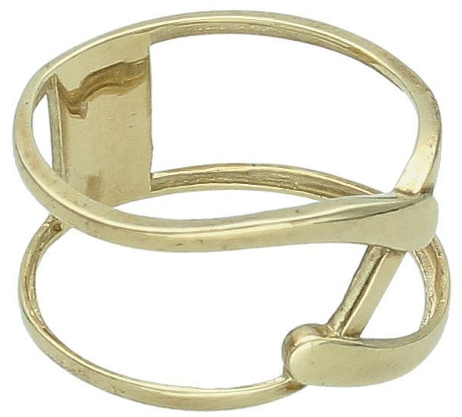 Złoty szeroki pierścionek damski rozmiar 19 OPP000000-410 . Złoty pierścionek o nietypowej budowie. Przepiękny pierścionek składający się z dwóch okręgów połączonych na skos.1.jpg