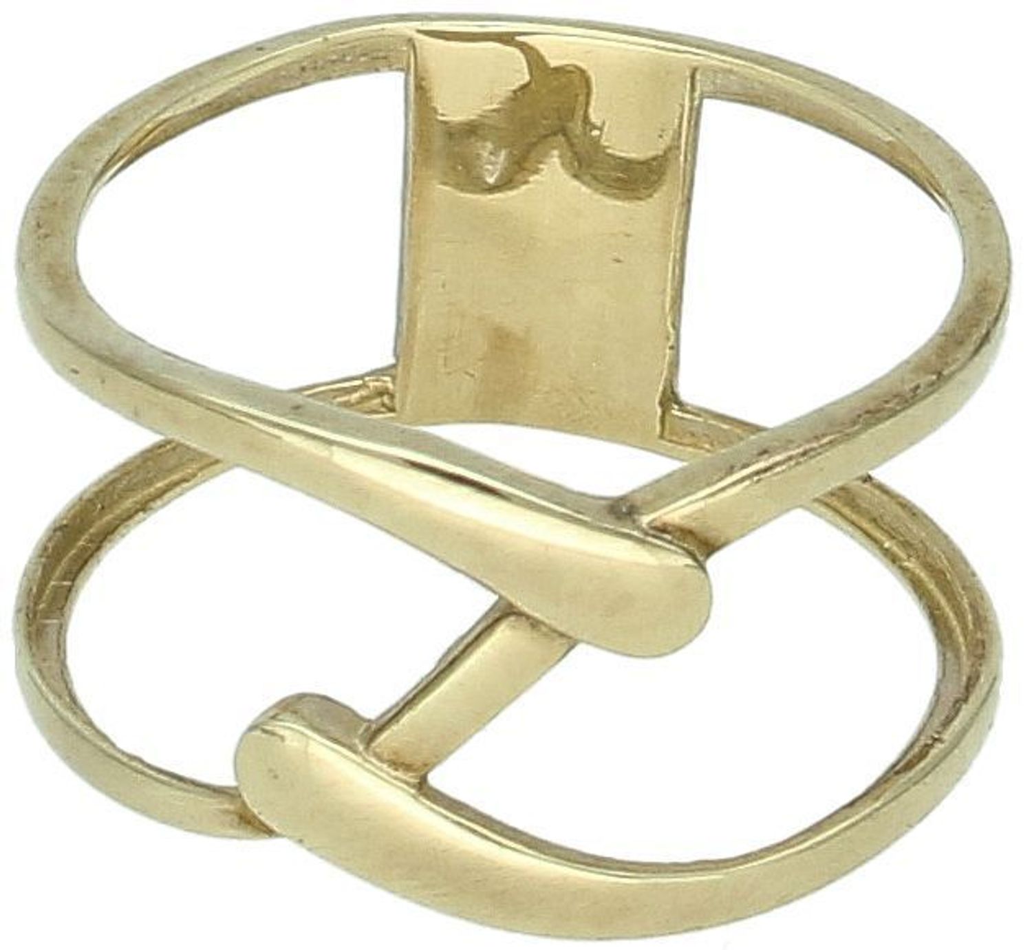 Złoty szeroki pierścionek damski rozmiar 19 OPP000000-410 . Złoty pierścionek o nietypowej budowie. Przepiękny pierścionek składający się z dwóch okręgów połączonych na skos.1.jpg