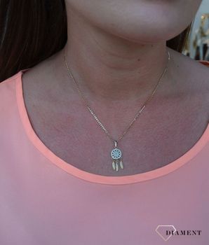 Zawieszka łapacz snów próby 333 OPZ000000-093. Zawieszka złota łapacz snów to wyjątkowa biżuteria w stylu boho, sprawdzi się jako prezent dla młodych kobiet, (4).JPG