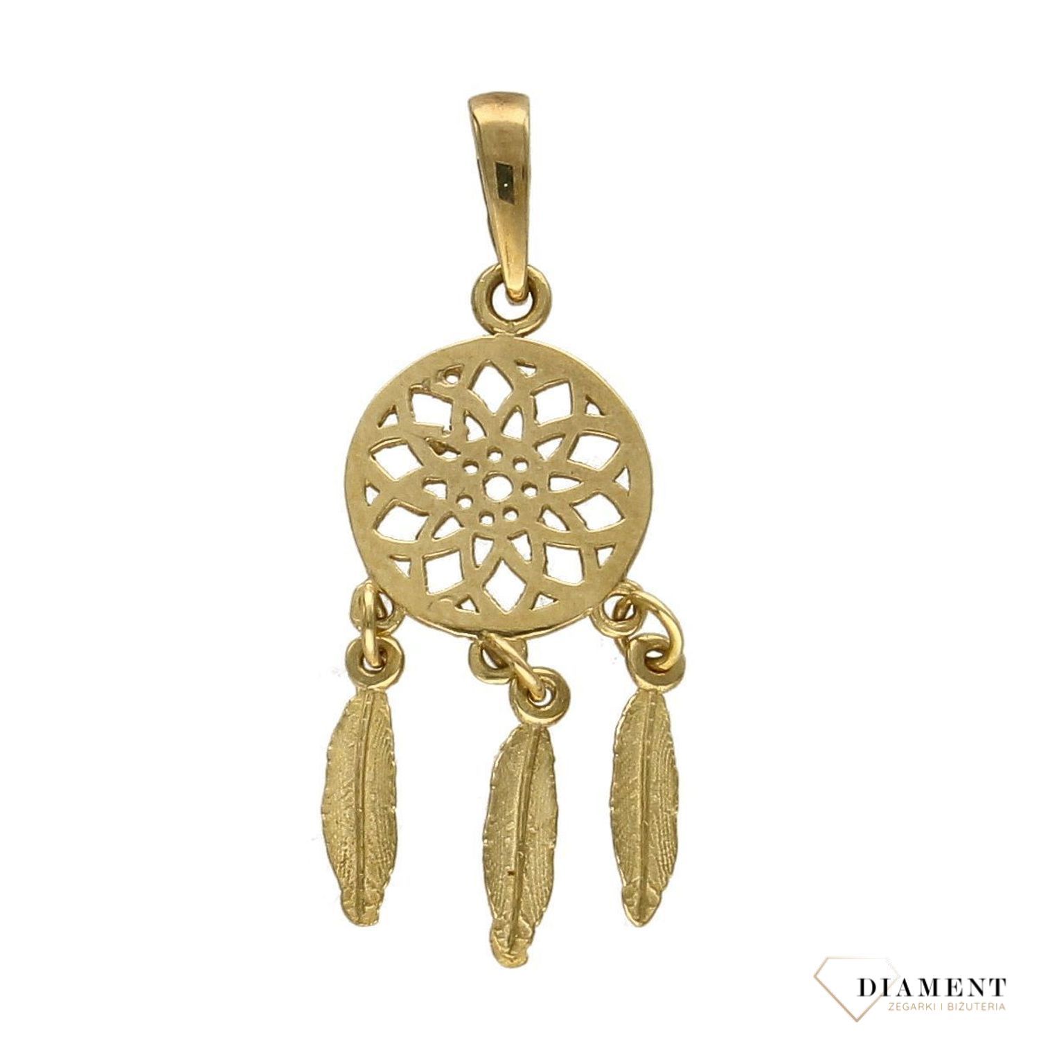 Zawieszka łapacz snów próby 333 OPZ000000-093. Zawieszka złota łapacz snów to wyjątkowa biżuteria w stylu boho, sprawdzi się jako prezent dla młodych kobiet, którym bliskie jest znaczenie tego naszyjnika..jpg