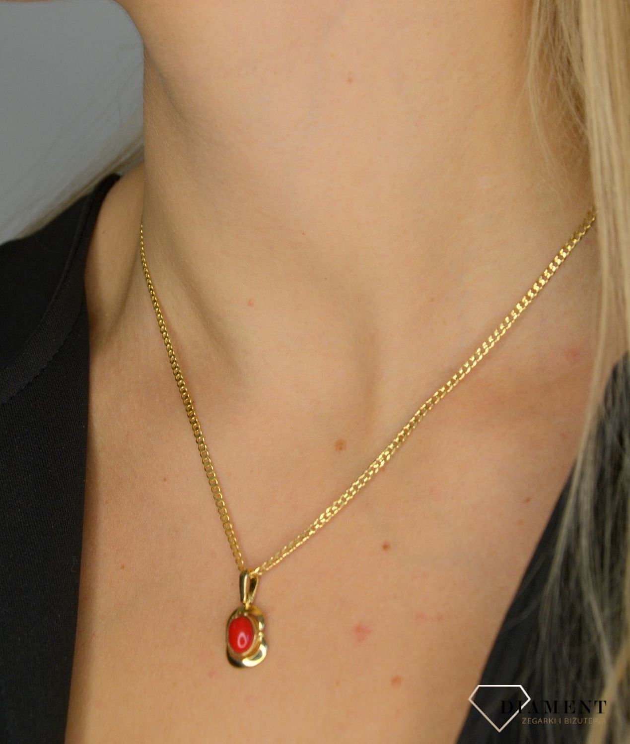 Złota zawieszka 585 z koralem  OPZ000000-321.jpg