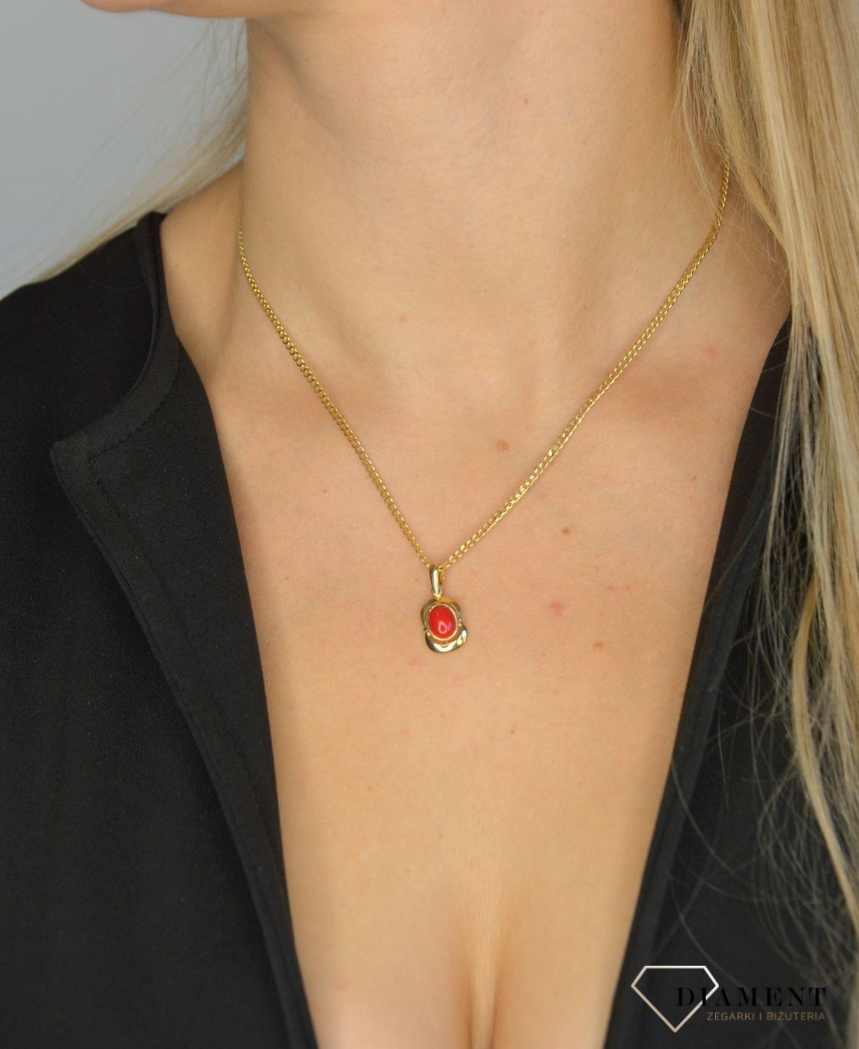 Złota zawieszka 585 z koralem  OPZ000000-321.jpg
