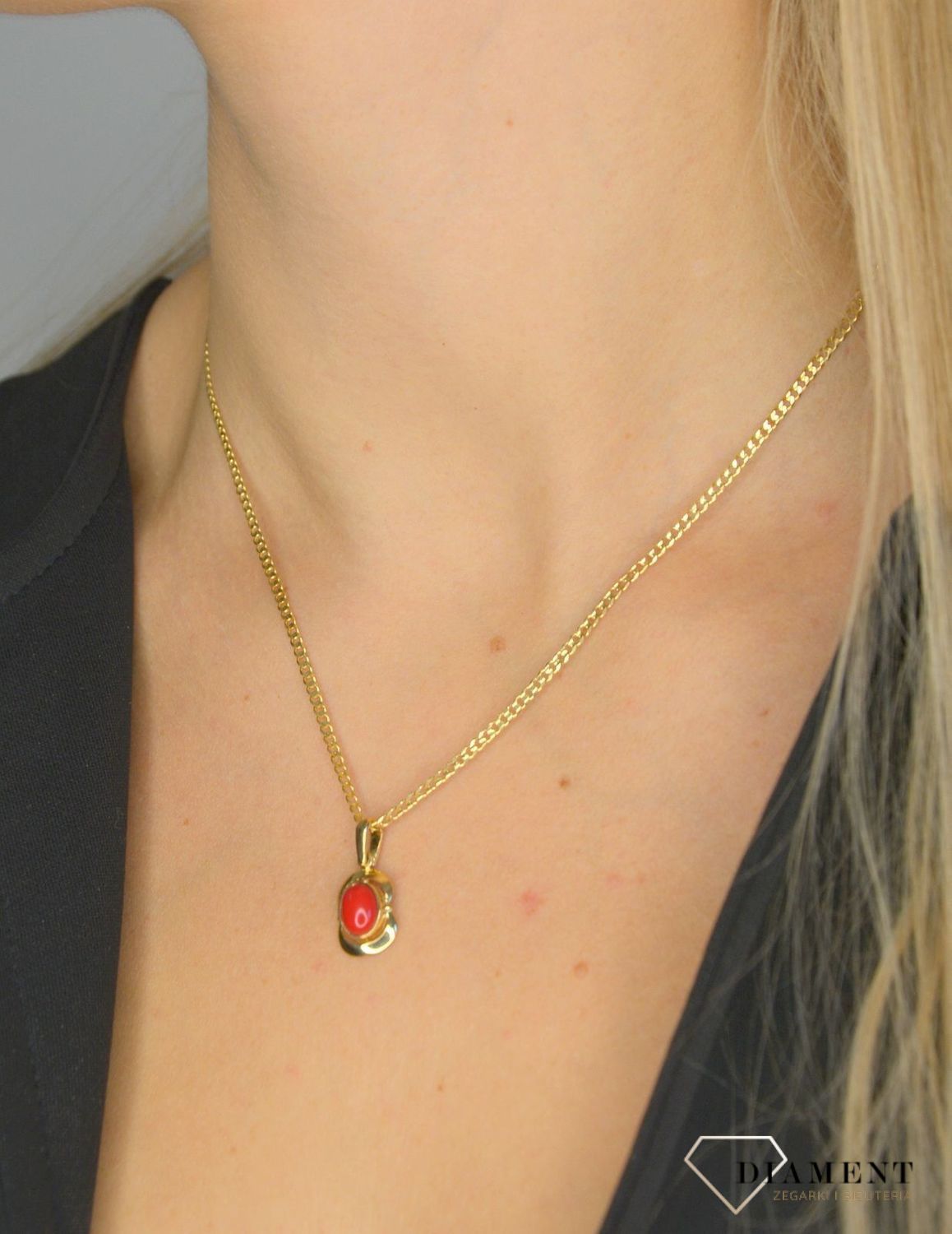 Złota zawieszka 585 z koralem  OPZ000000-321.jpg