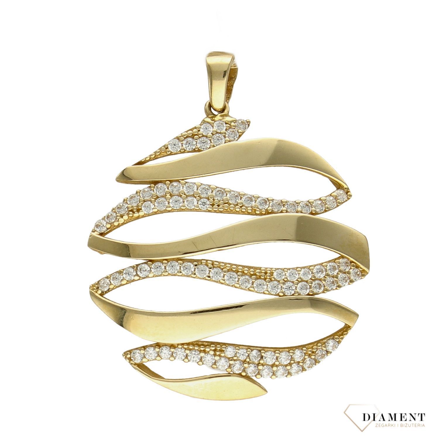 Złota zawieszka 585 okrągła z białą cyrkonią OPZ000000-322.jpg