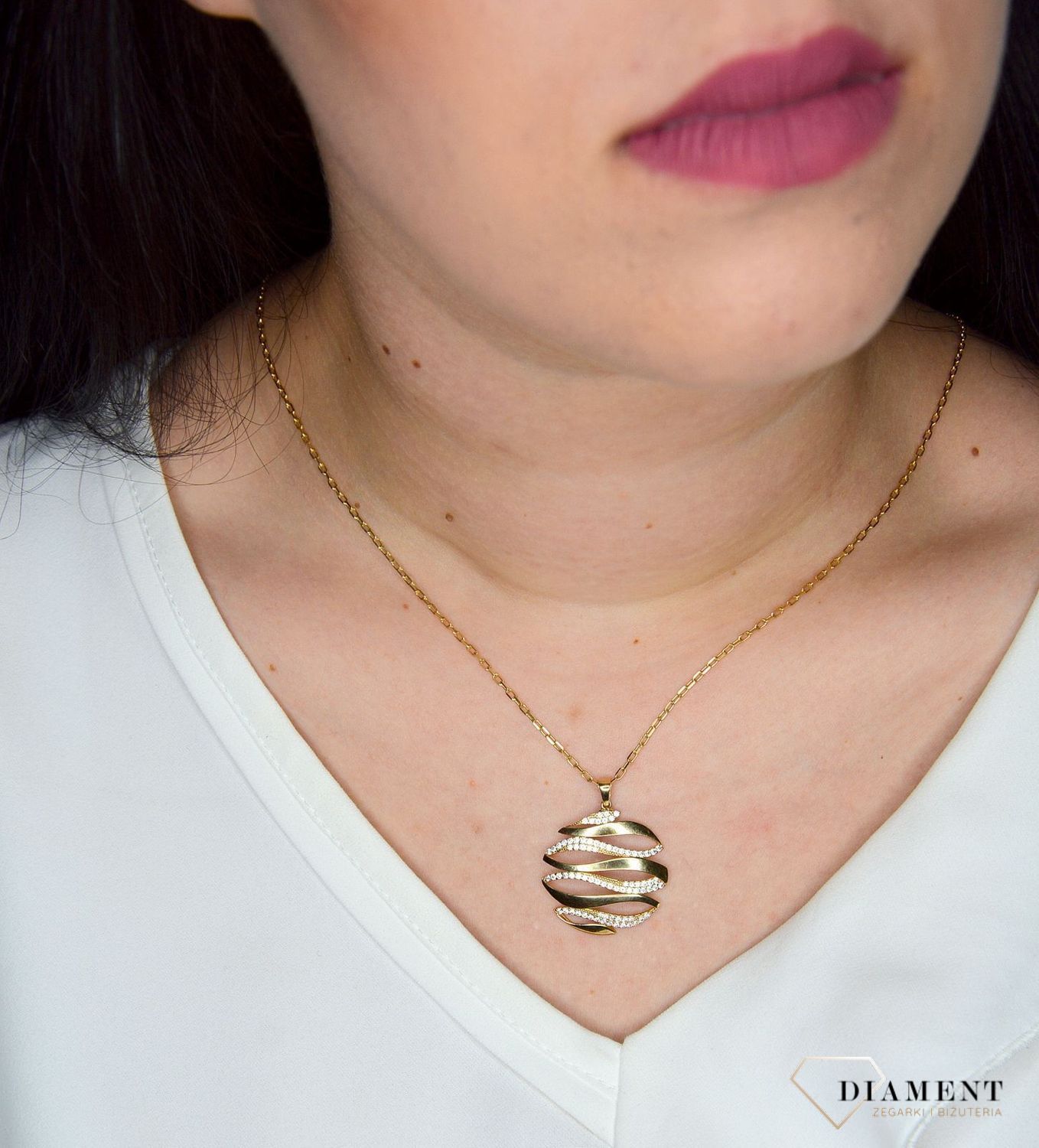 Złota zawieszka 585 okrągła z białą cyrkonią OPZ000000-322.jpg