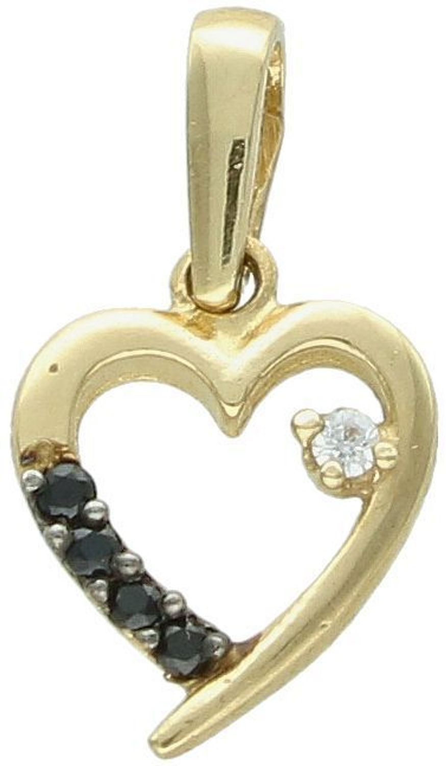 Złota zawieszka serce z czarną cyrkonią pr 585, OPZ000000-326 Zawieszka w kształcie serca, wykonana z wysokiej jakości złota próby 585, to elegancka i subtelna biżuteria, 1.jpg