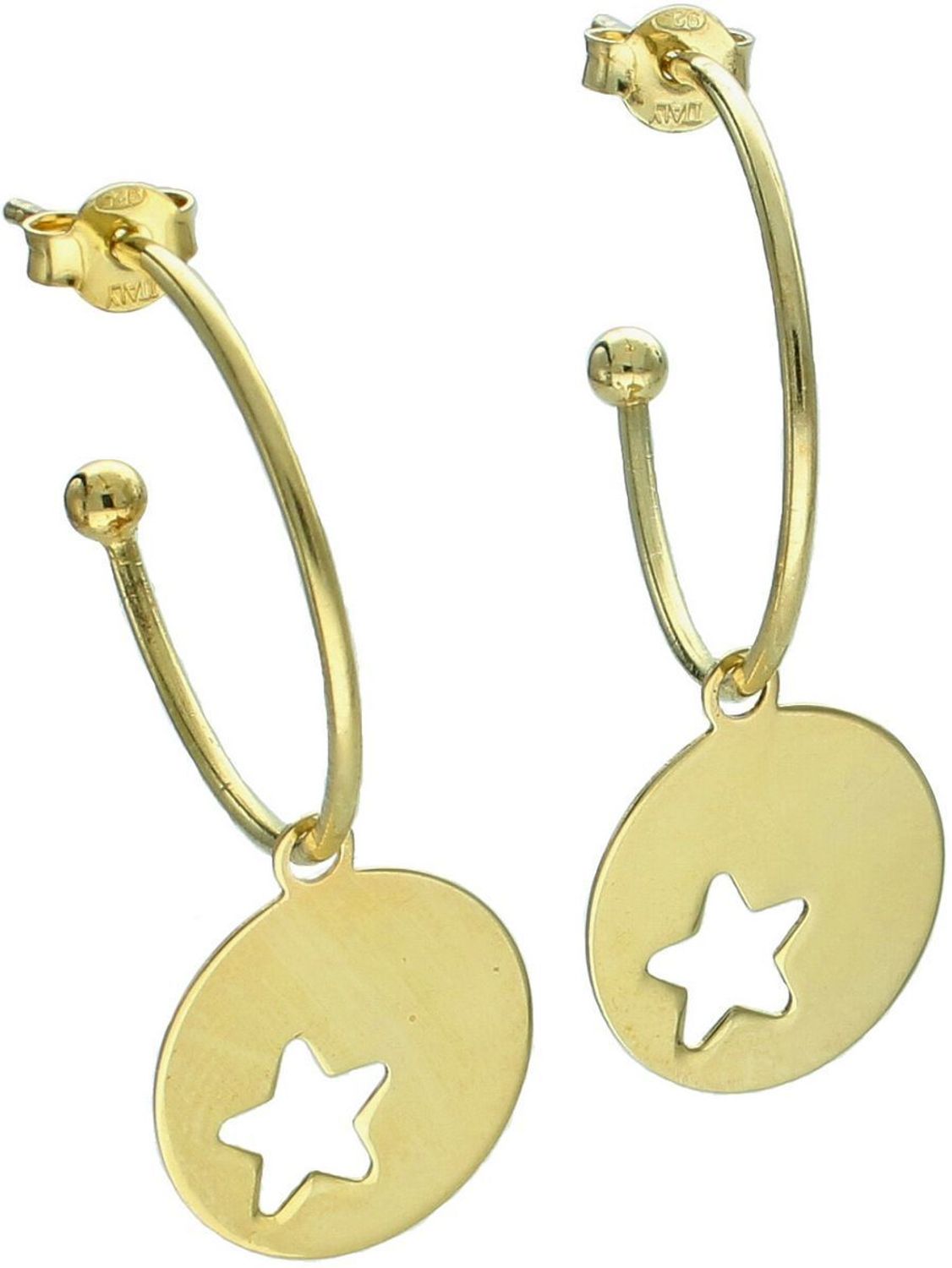 Kolczyki srebrne pozłacane 925 – Kółka z gwiazdką ORRM19893060 Stylowe i nowoczesne kolczyki wykonane ze srebra próby 925, pokryte elegancką warstwą złota. 1.jpg