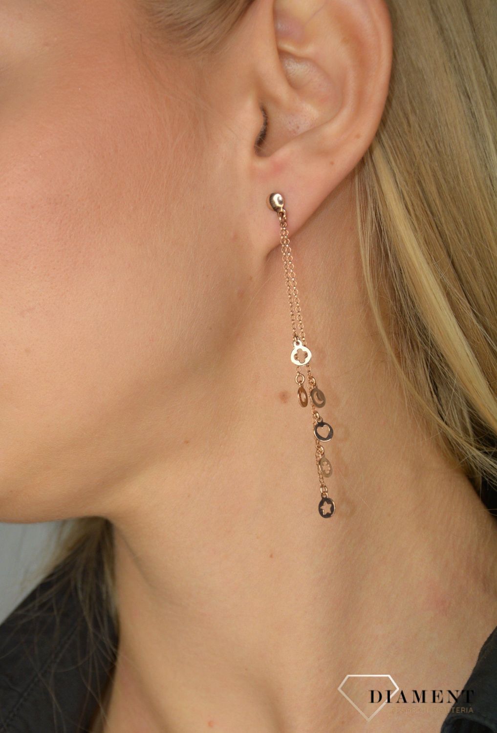 Kolczyki Dall'Acqua wykonane ze srebra próby 925, pokryte różowym złotem..jpg