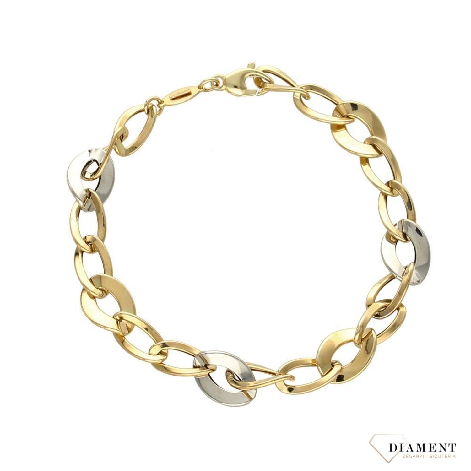 Złota bransoletka pancerka. Białe złoto z żółtym. Złote Bransoletki Damskie w Sklepie z Biżuterią zegarki-diament.pl to idealny pomysł na prezent dla kobiety.1.jpg
