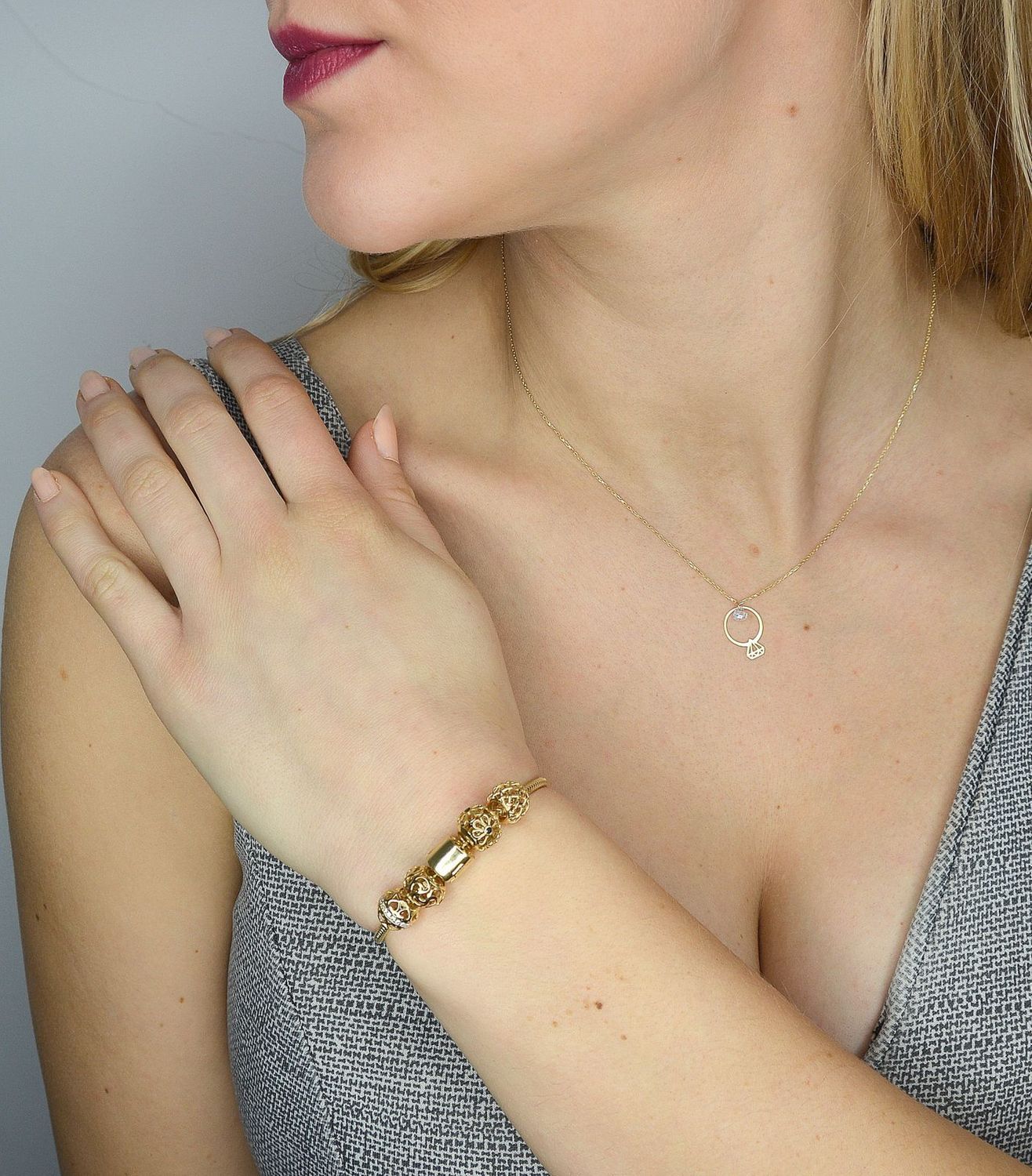 Złota zawieszka charms do bransoletki typu Pandora 585 ażurowa OUCH000000-009.jpg