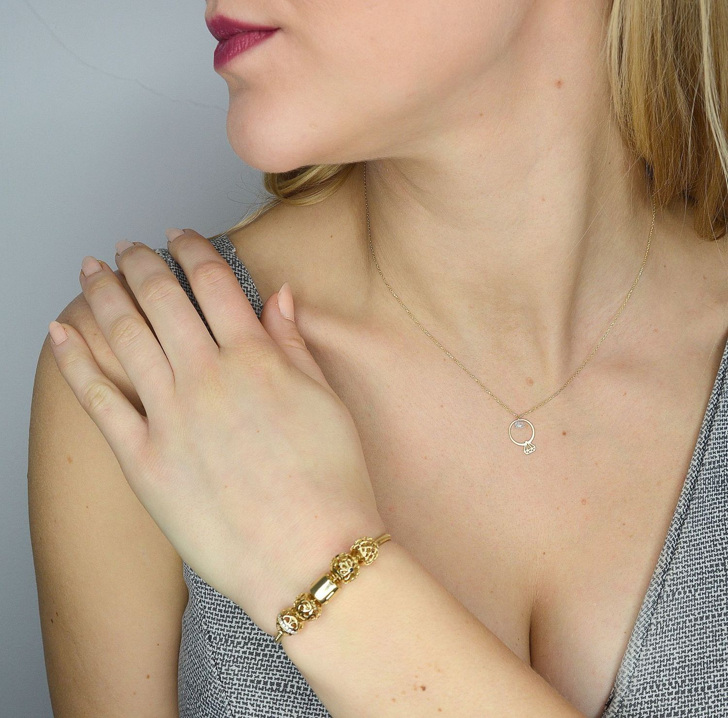 Złota zawieszka charms do bransoletki typu Pandora 585 ażurowa OUCH000000-009.jpg