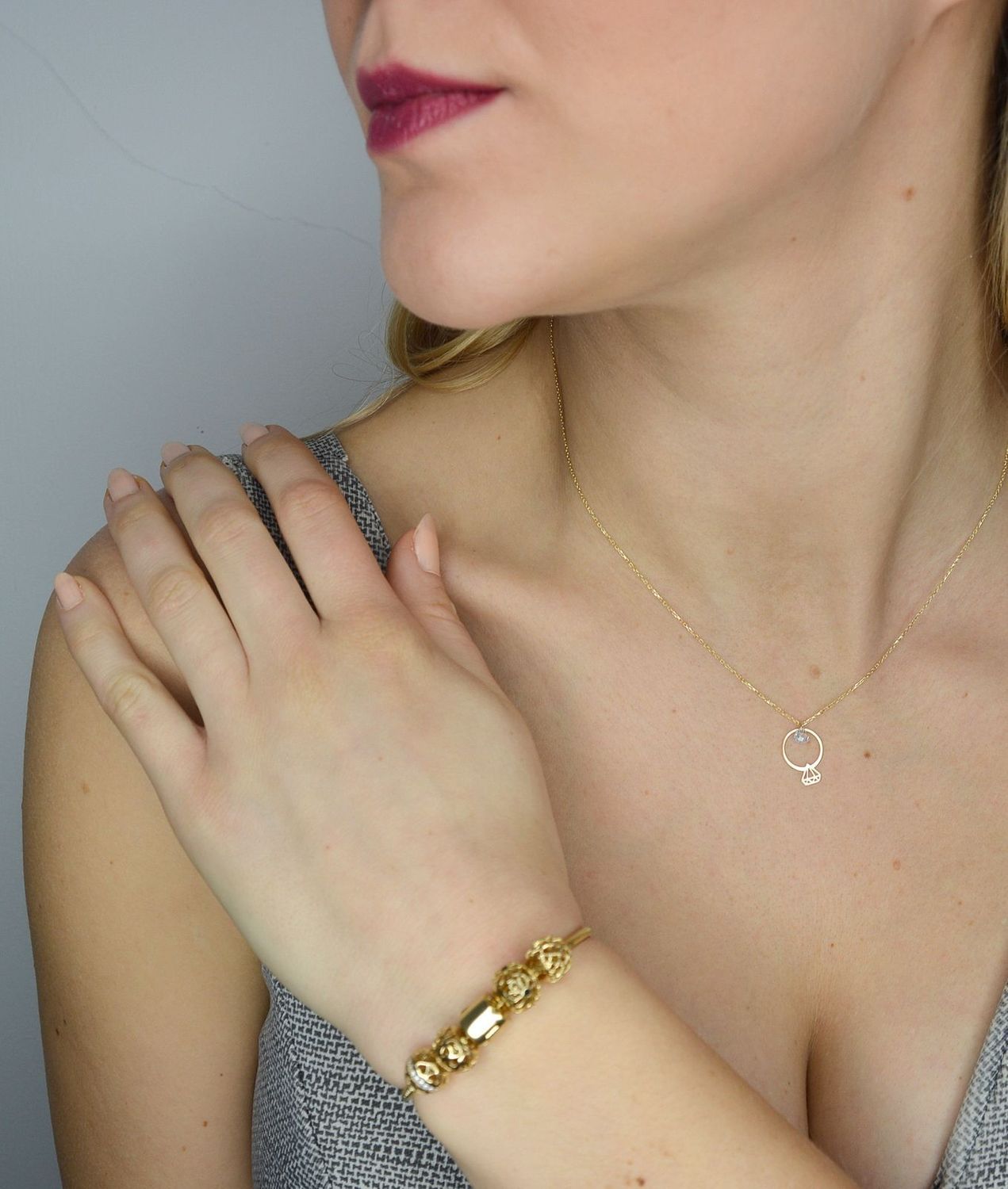 Złota zawieszka charms do bransoletki typu Pandora 585 ażurowa OUCH000000-009.jpg