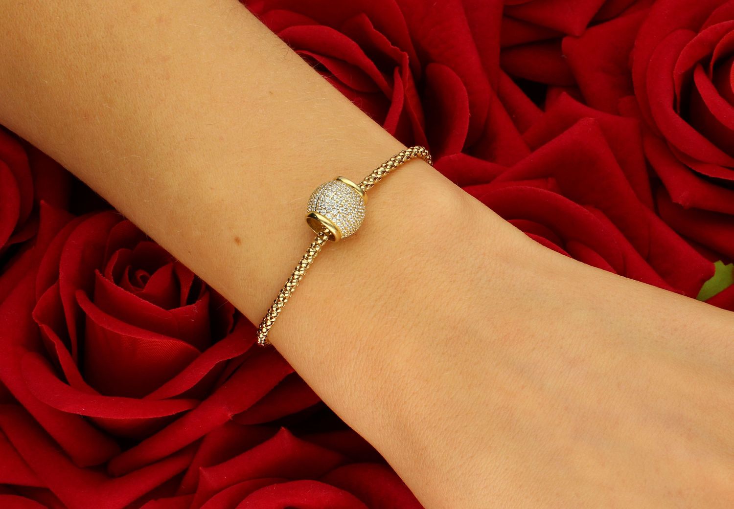 Złoty charms do bransoletki typu Pandora biała cyrkonia pr 585, OUCH000000-049, Złoty charms do bransoletki typu Pandora, ozdobiony białą cyrkonią. Ponadczasowa biżuteria w formie charmsów do bransoletki,1.jpg