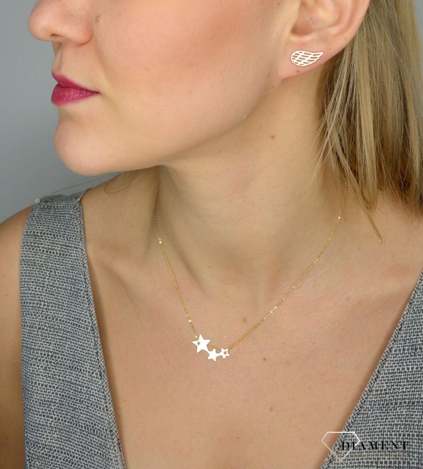 Złote kolczyki 585 skrzydełka przy uchu OUK000000-058.jpg