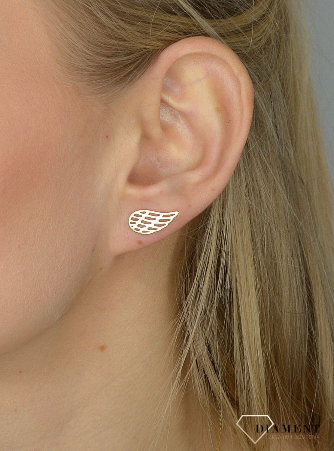 Złote kolczyki 585 skrzydełka przy uchu OUK000000-058.jpg