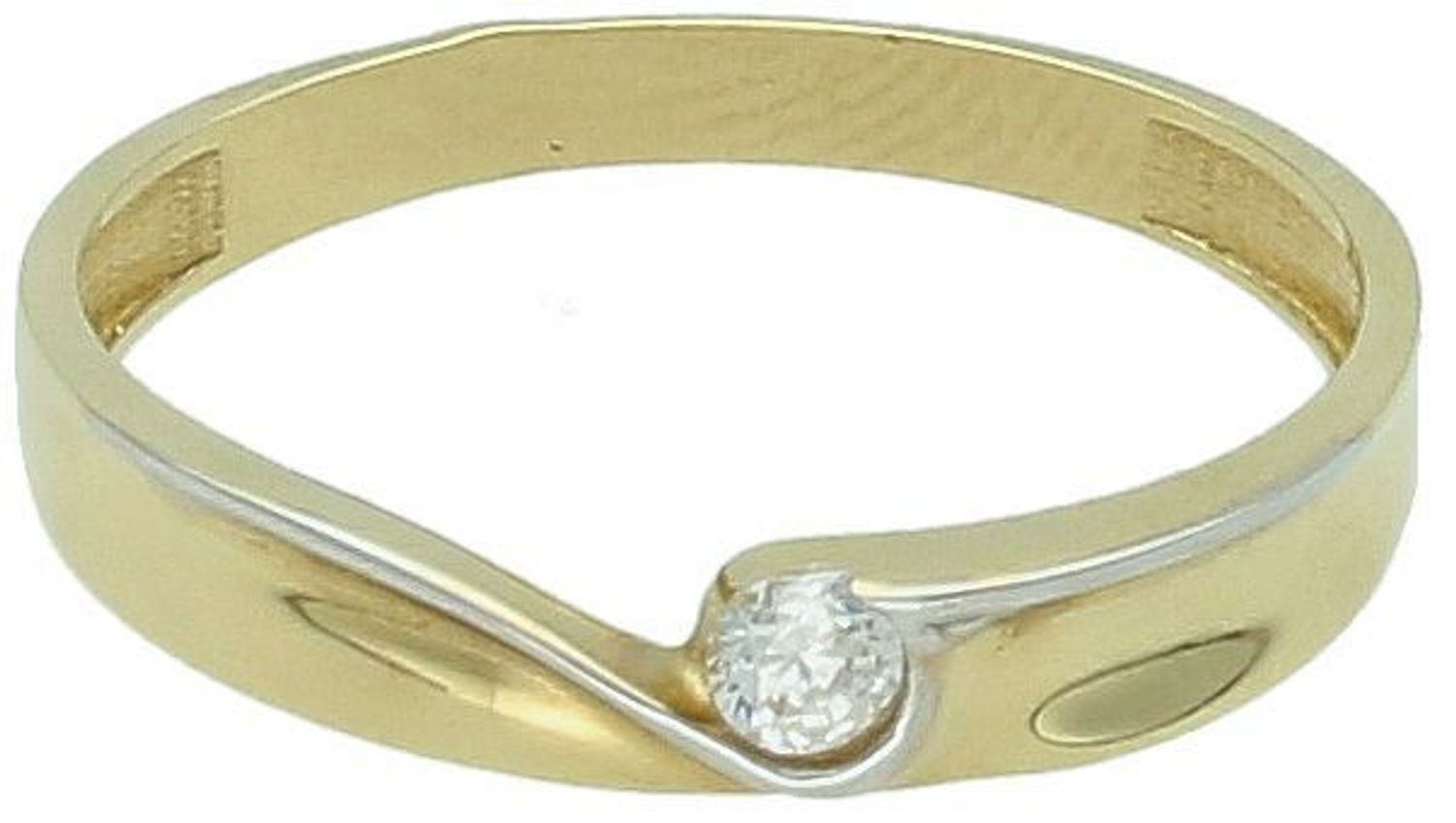 Pierścionek zaręczynowy złoty 585 z cyrkonią OUP000000-022  to złoty damski pierścionek wykonany z wysokiej próby żółtego złota 585. Idealna biała cyrkonia we 2.jpg