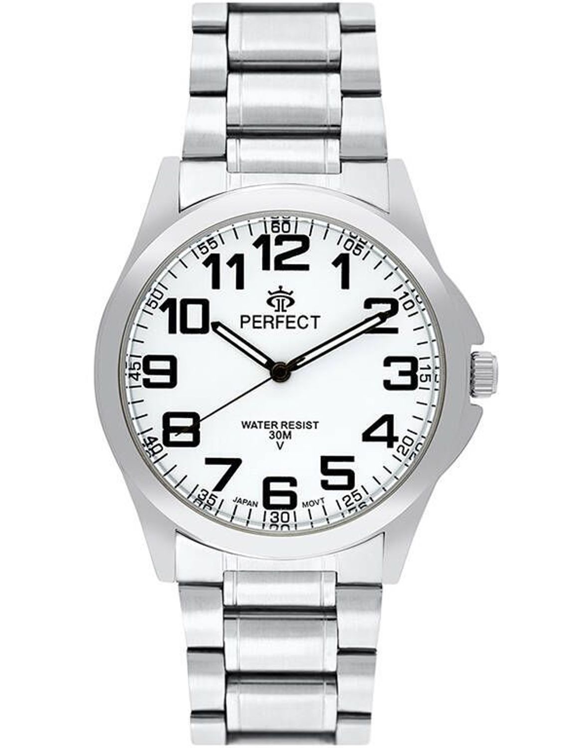 Zegarek męski Perfect P012-01 na srebrnej bransolecie. Męski zegarek Perfect. Zegarek męski na czarnym pasku. Zegarek męski klasyczny. Zegarek męski na prezent. Zegarek z wyraźną tarcza (2).jpg